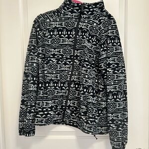 Columbia Black and White Geometric Fleece Jacket